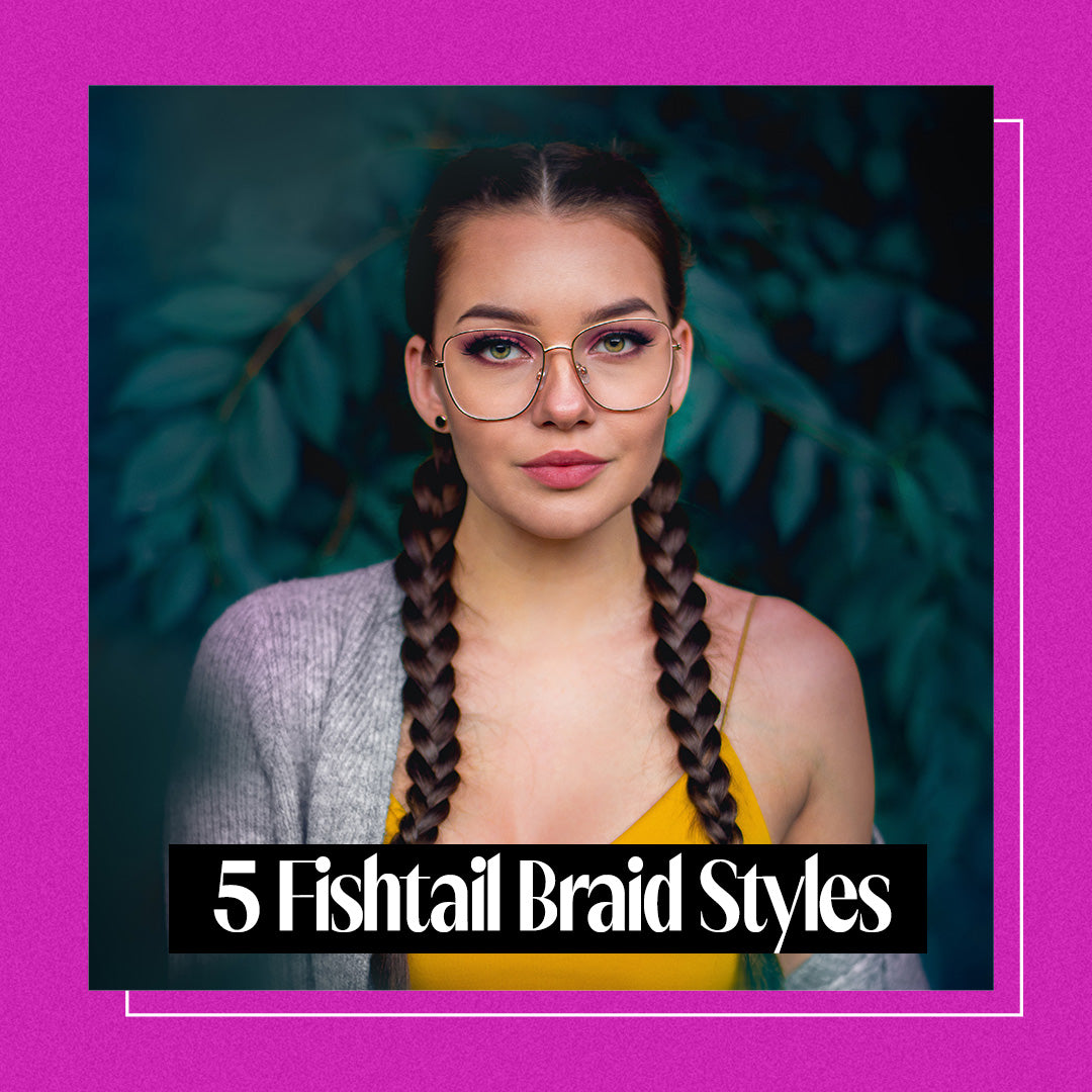 Trendy girl wearing glasses with fishtail braids