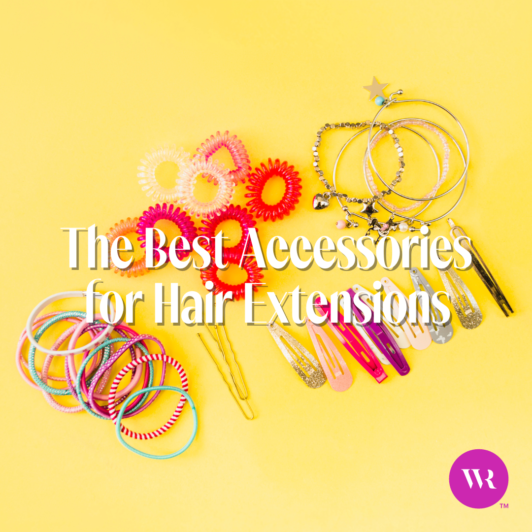 a variety of hair extension accessories including hair clips and hair bands