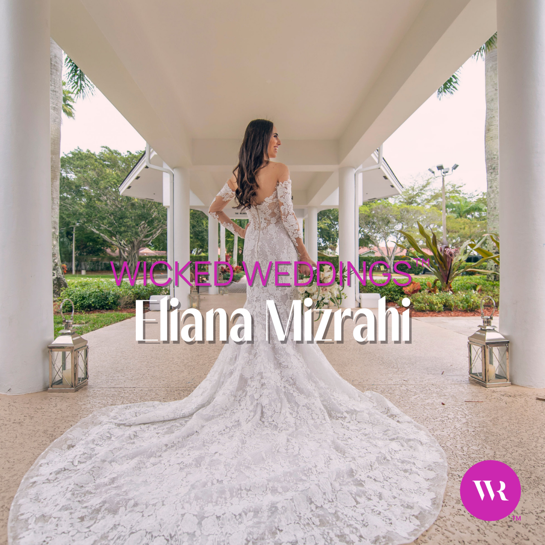 Eliana Mizrahi in her wedding gown and wearing hair extensions